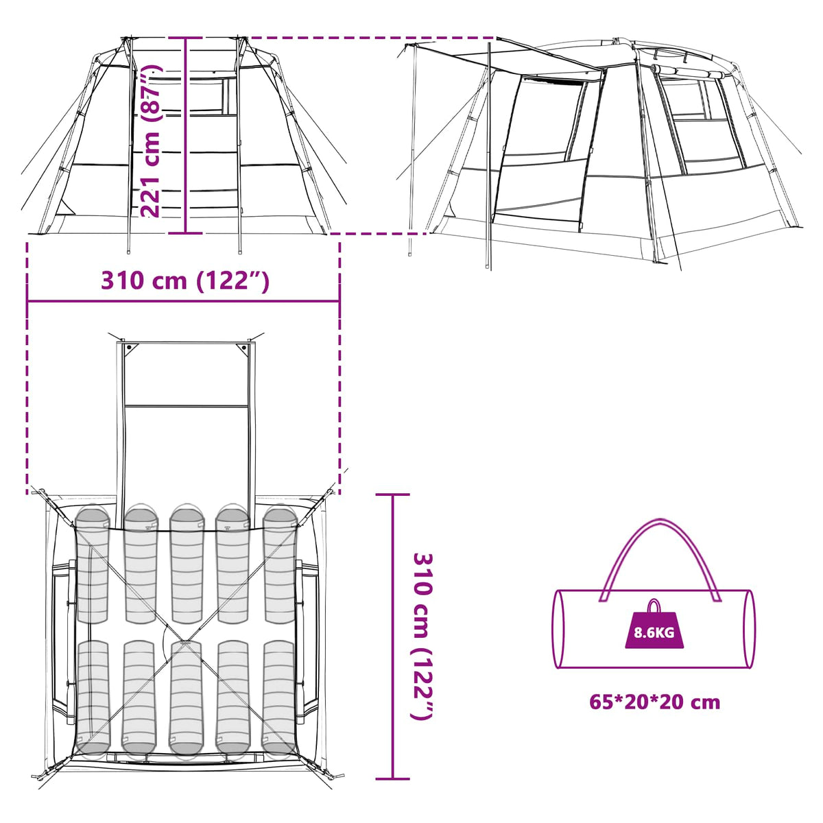 Partytent 185T Polyester Met Pu Coating