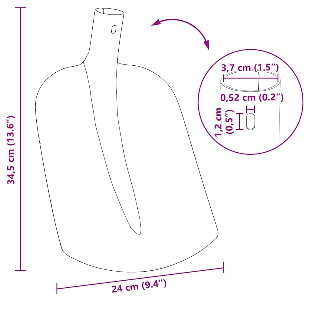 Schep Hoofd 4 St Zwart Gepoedercoat Staal