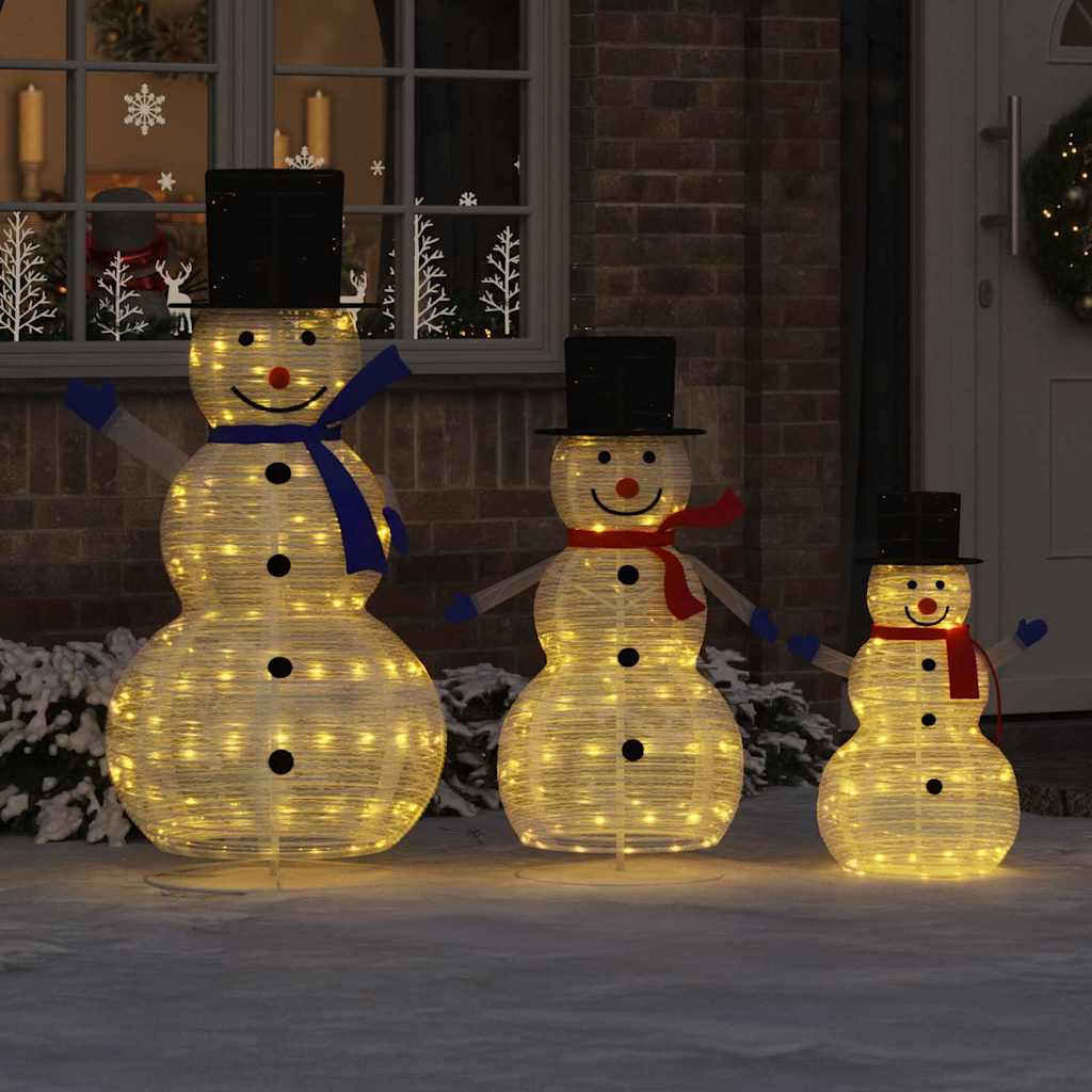 Kerst Sneeuwman Familie 3 St 270 Led's Warmwit 55 X 122 Cm Stof