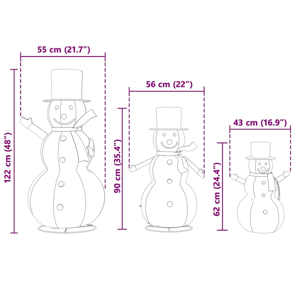 Kerst Sneeuwman Familie 3 St 270 Led's Warmwit 55 X 122 Cm Stof