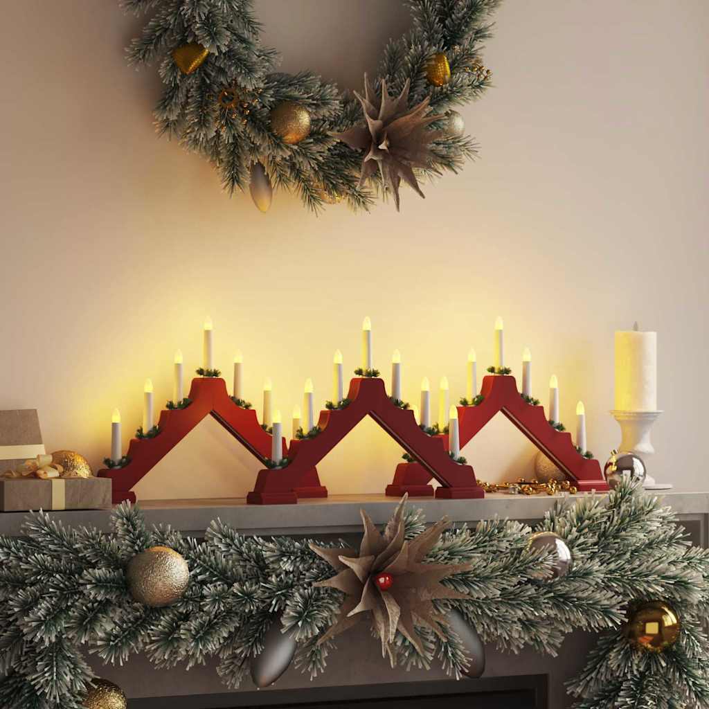 Kerst Kaars Brug 3 St 7 Led's Warmwit 39.5 X 5 X 29 Cm