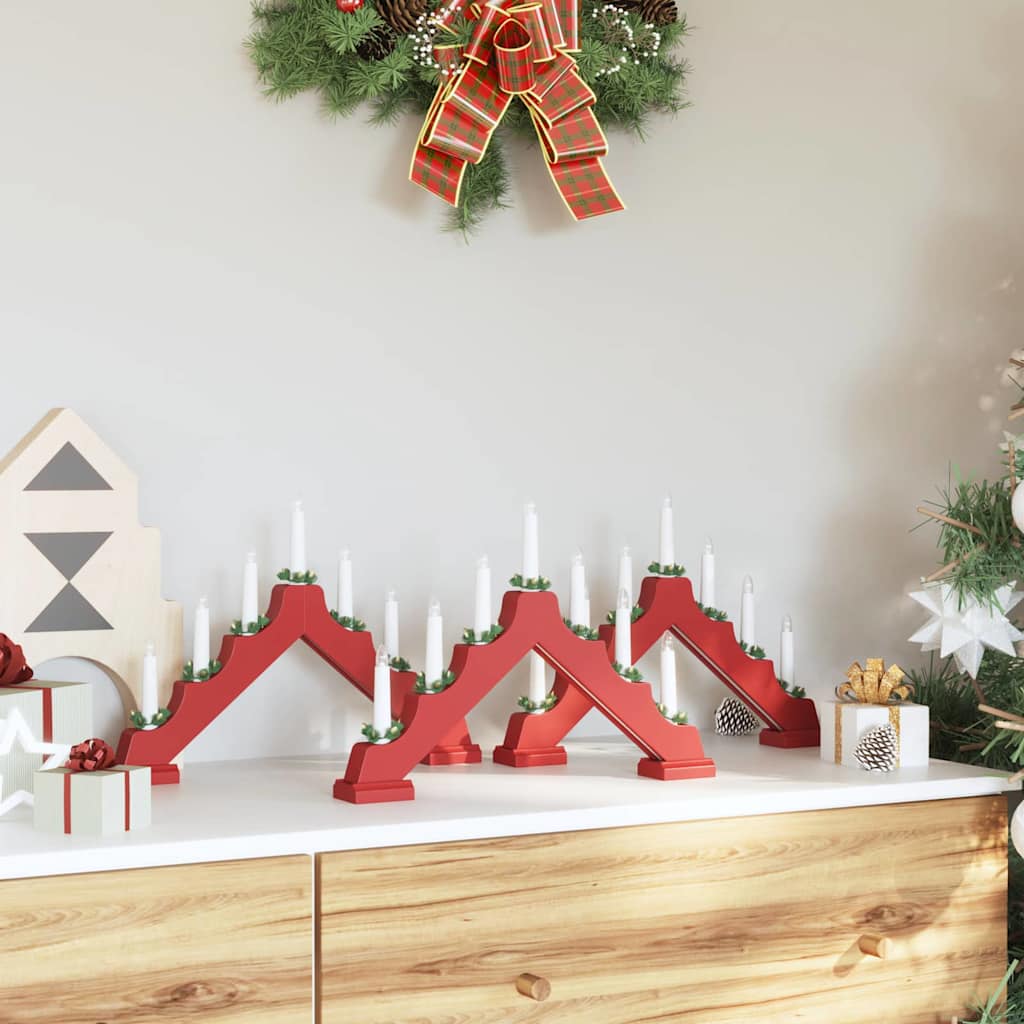 Kerst Kaars Brug 3 St 7 Led's Warmwit 39.5 X 5 X 29 Cm