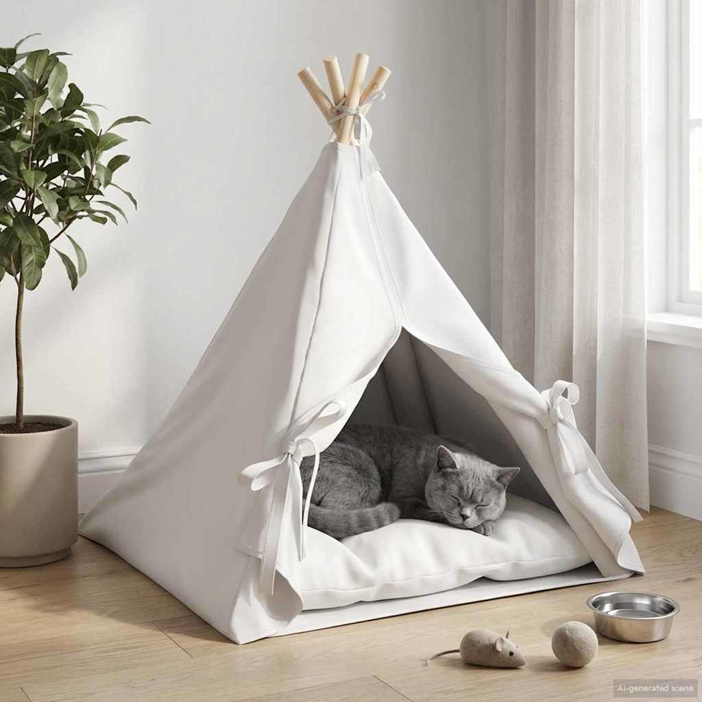 Dieren Teepee Met Kussen Wit 60 X 60 X 70 Cm Polyester