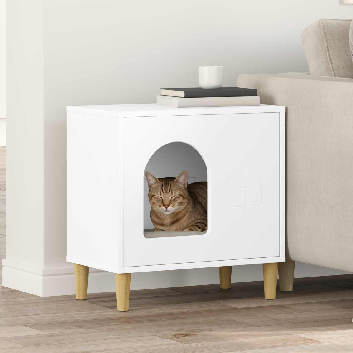 Kattenhuis Oudhout 51 X 30 X 52 Cm Bewerkt Hout