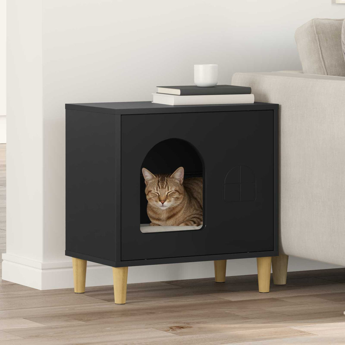 Kattenhuis Oudhout 51 X 30 X 52 Cm Bewerkt Hout