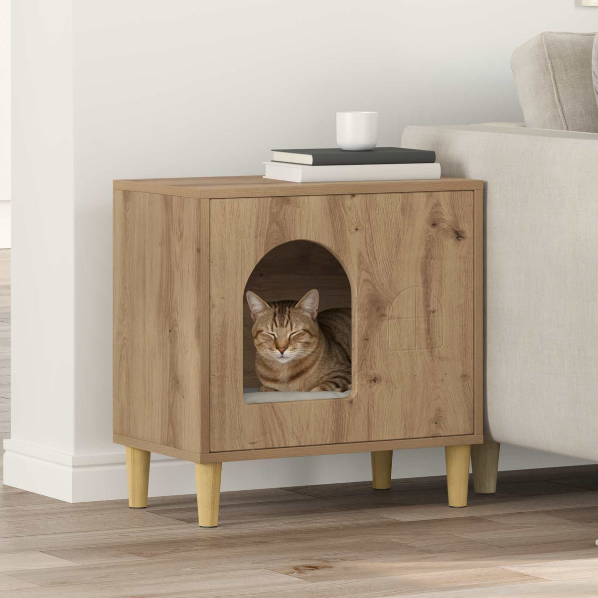 Kattenhuis Oudhout 51 X 30 X 52 Cm Bewerkt Hout