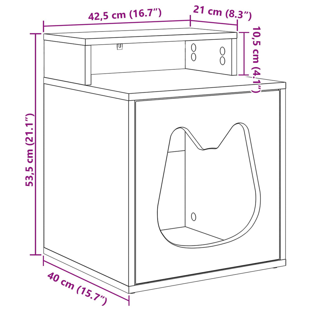 Kattenhuis 42,5 X 40 X 53,5 Cm Bewerkt Hout