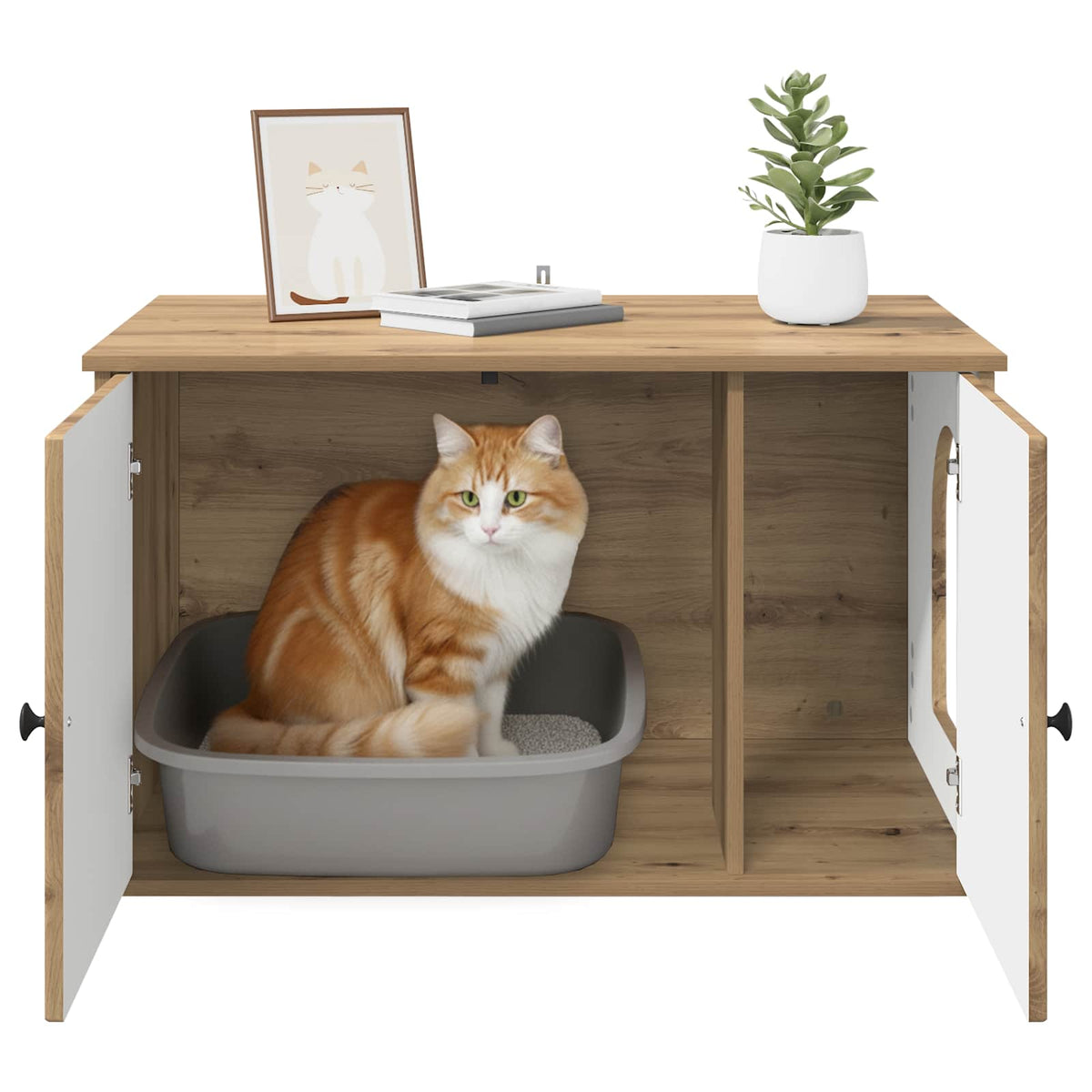 Kattenhuis 85 X 55 X 50,5 Cm Bewerkt Hout