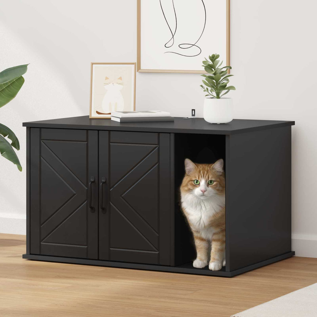 Kattenhuis Glanzend Wit 85 X 55 X 50,5 Cm Bewerkt Hout