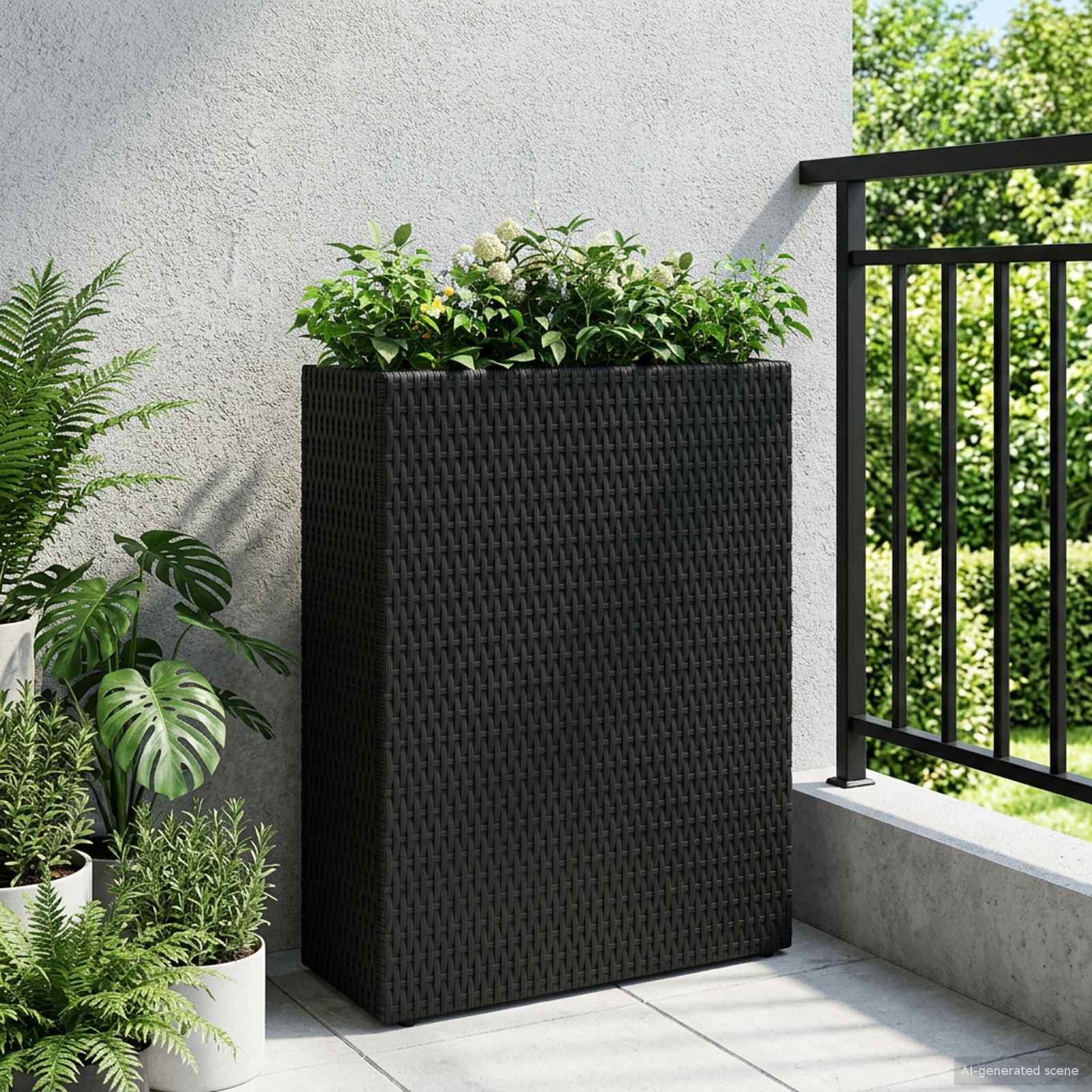 Hoge Plantenbak 55 X 22 X 70 Cm Polyrattan