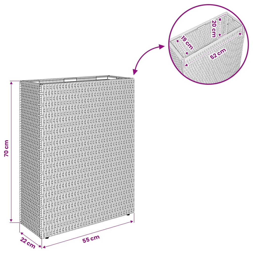 Hoge Plantenbak 55 X 22 X 70 Cm Polyrattan