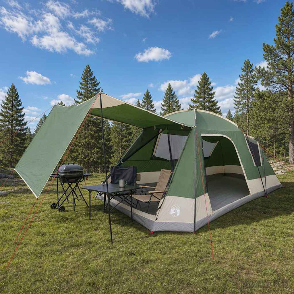 Huisje Tent 8-Persoons Bruin Grijs Polyester En Staal