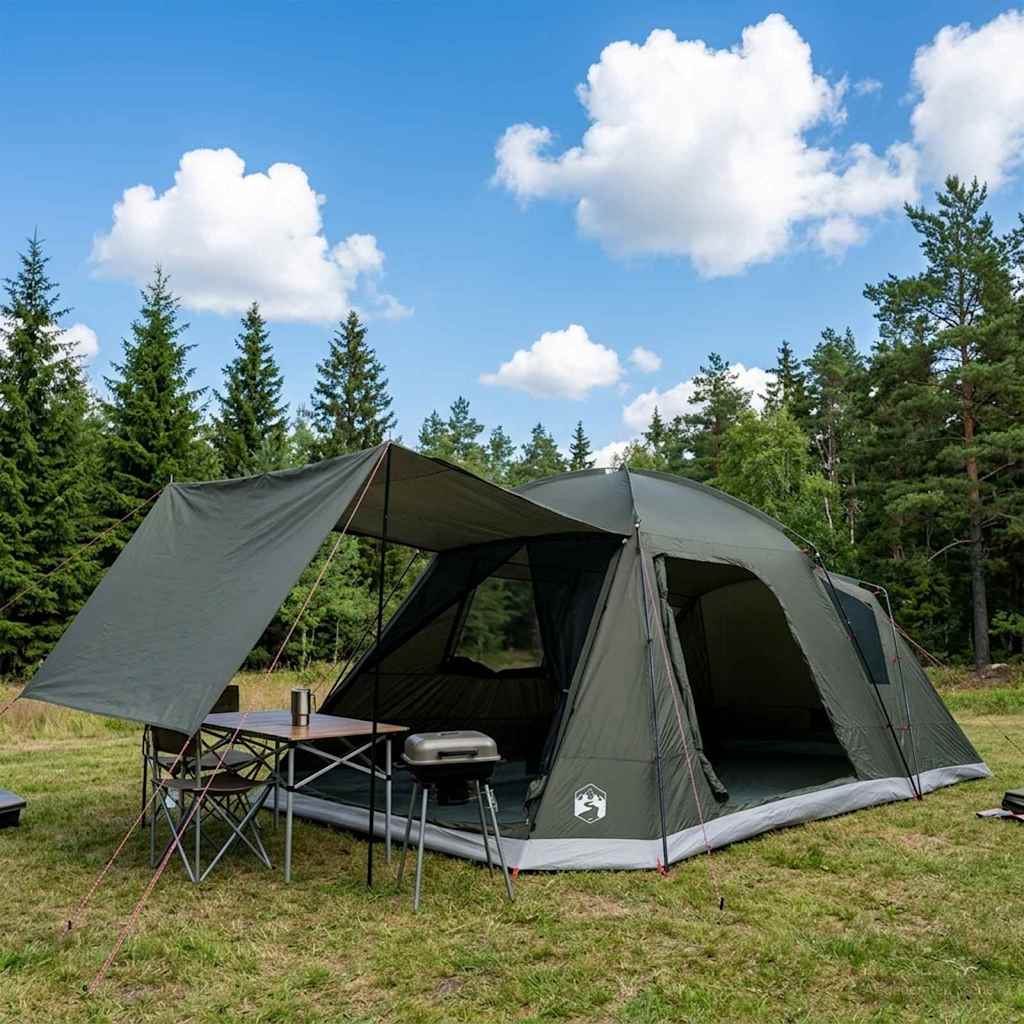 Huisje Tent 8-Persoons Bruin Grijs Polyester En Staal