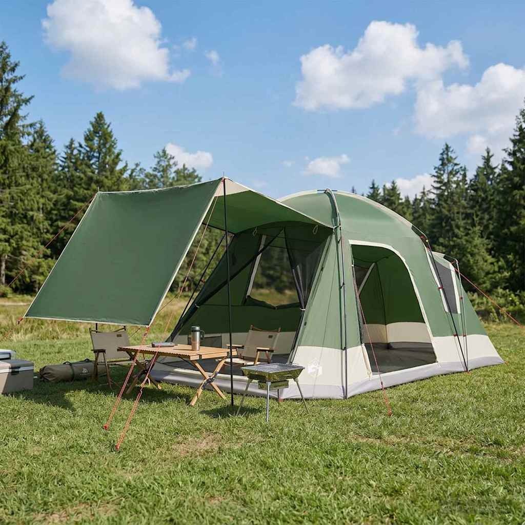Huisje Tent 8-Persoons Bruin Grijs Polyester En Staal