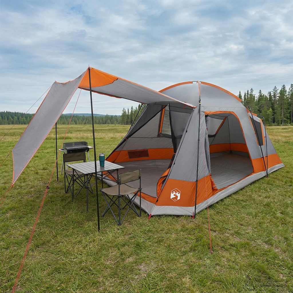 Huisje Tent 8-Persoons Bruin Grijs Polyester En Staal