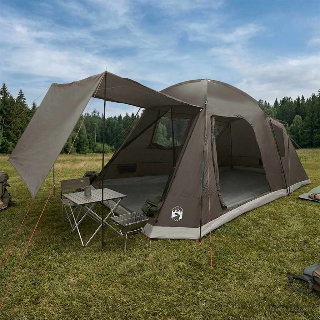 Huisje Tent 8-Persoons Bruin Grijs Polyester En Staal