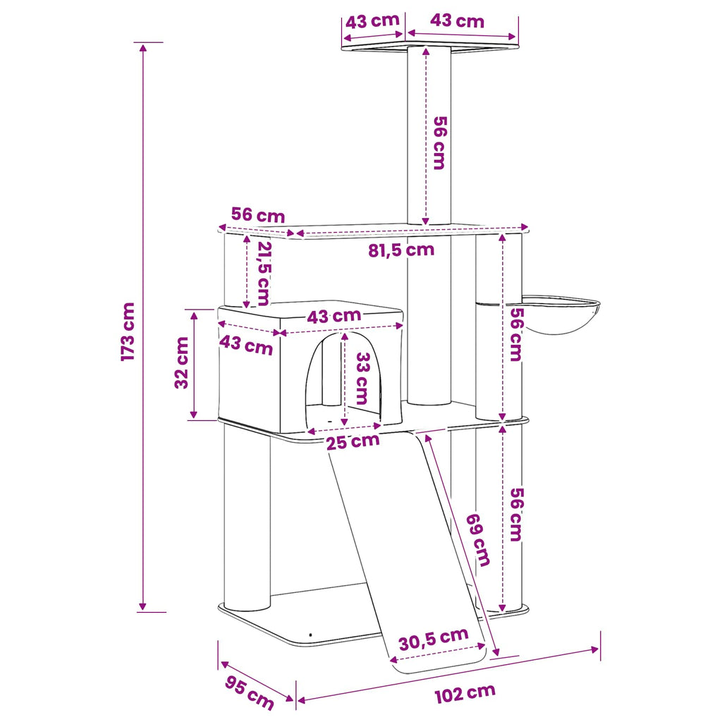 Kattenboom Met Sisal Krabpalen 173 Cm