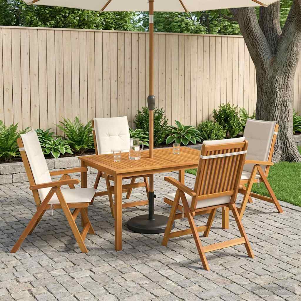 5-Delige Tuin Eetset Naturel Massief Acaciahout