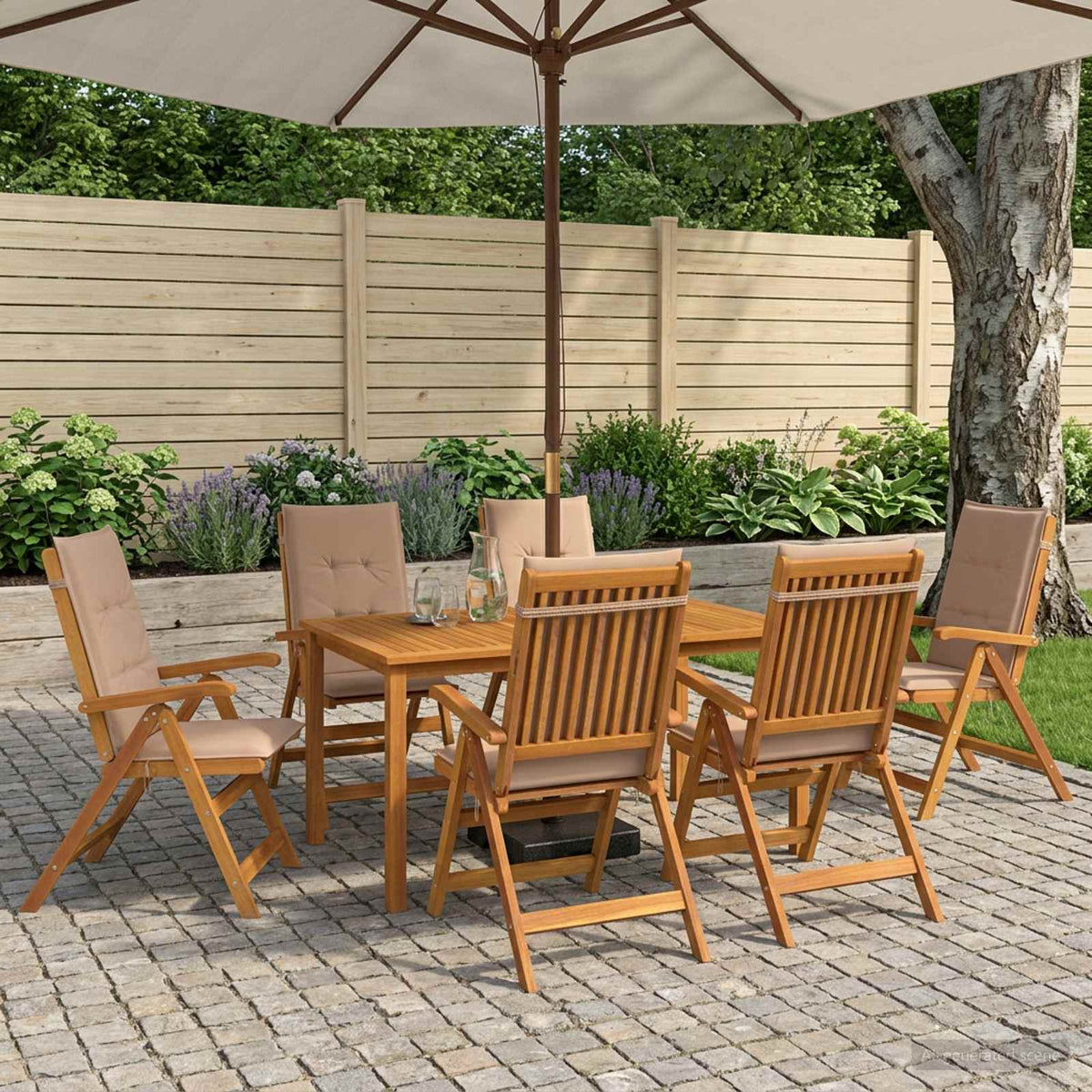 7-Delige Tuinset 180X90X75 Cm Massief Acaciahout