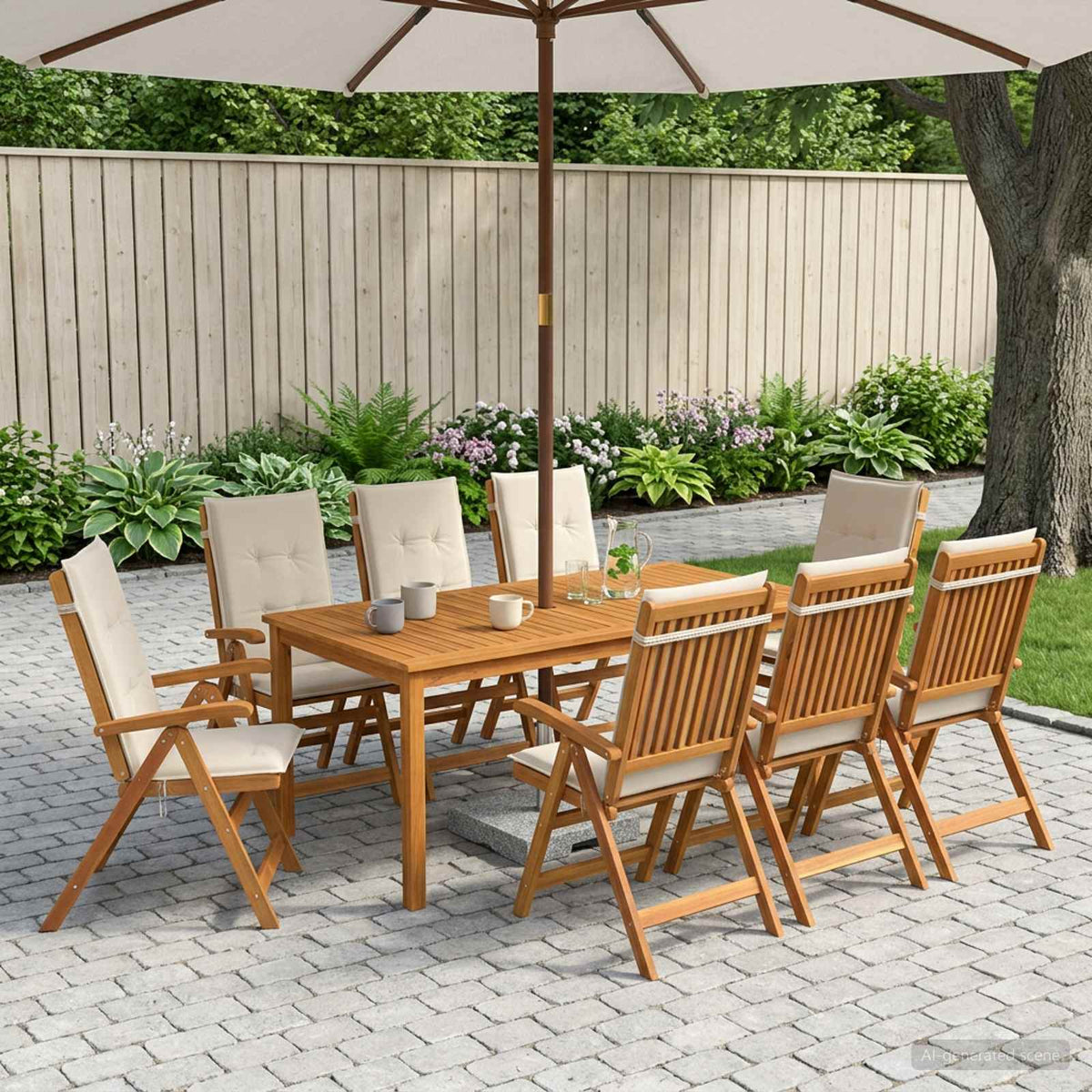7-Delige Tuinset 180X90X75 Cm Massief Acaciahout