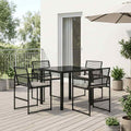 Tuin Eettafelset 5 St Zwart Poly Rattan
